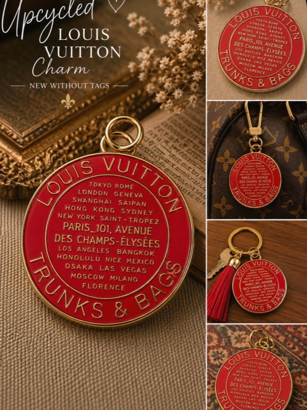 ❤️💛 Louis Vuitton Trunks & Bags Red & Gold Charm Pendant | Bag Charm | Keychain
